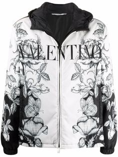 Valentino куртка с капюшоном и цветочным принтом