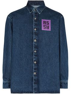 Raf Simons джинсовая рубашка с нашивкой-логотипом