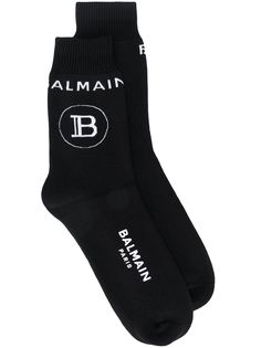 Balmain носки в рубчик с логотипом