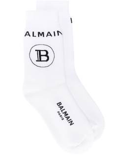 Balmain носки в рубчик с логотипом