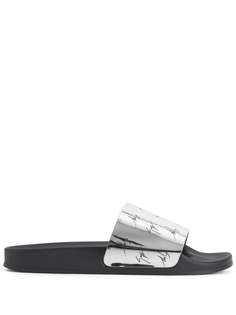 Giuseppe Zanotti шлепанцы с эффектом металлик и логотипом