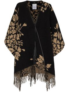 ETRO кейп с бахромой и узором
