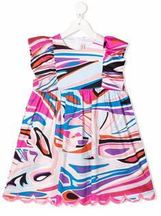 Emilio Pucci Junior платье с оборками и абстрактным принтом