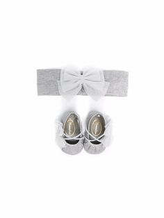 Monnalisa bow-embellished ballerina shoes and headband set
