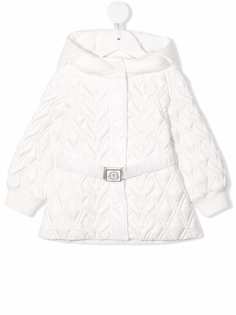 Moncler Enfant стеганое пальто миди с поясом