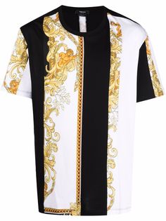 Versace рубашка со вставками и принтом Baroque