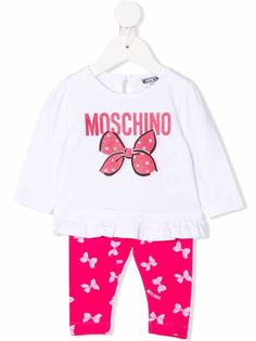 Moschino Kids комплект из блузки и брюк с логотипом и блестками