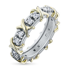 Кольцо из комбинированного золота с бриллиантом э1001кц06163900 ЭПЛ Якутские Бриллианты