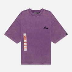 Мужская футболка Evisu Evisukuro Label Oversized Acid Wash, цвет фиолетовый