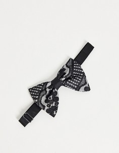 Атласный галстук-бабочка с кружевной отделкой Devil`s Advocate-Черный цвет