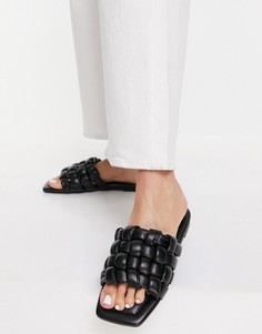 Черные сандалии-шлепанцы с плетеным верхом Schuh Tilde-Черный