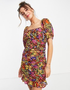 Присборенное платье мини с цветочным принтом Influence-Многоцветный
