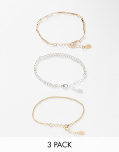 Набор из 3 браслетов из различных видов металла Accessorize-Золотистый