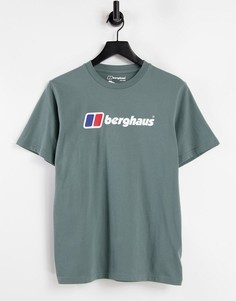 Зеленая футболка из органического хлопка с большим классическим логотипом Berghaus-Зеленый цвет