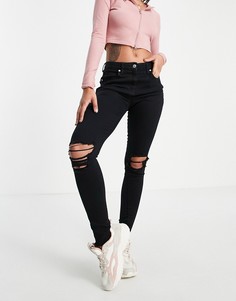 Черные зауженные джинсы с рваной отделкой Parisian-Черный цвет