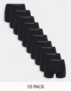 Набор из 10 черных боксеров-брифов Threadbare-Черный цвет