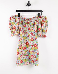 Платье мини с цветочным принтом и пышными рукавами Influence-Multi