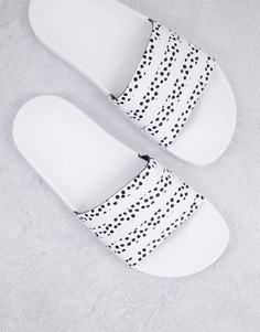 Белые шлепанцы с принтом в черный горошек adidas Originals Adilette-Белый