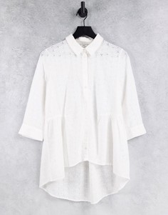 Белая рубашка с оборками и рукавами длиной 3/4 Only-Белый