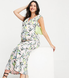 Платье макси для кормления с принтом пальмовых листьев Mamalicious Maternity-Multi Mama.Licious
