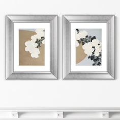 Набор из 2-х репродукций картин в раме blossom momoyogusa–flowers 1909г., (картины в квартиру) серый 41x51 см.