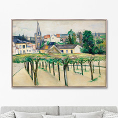 Репродукция картины на холсте place de village , 1881г. (картины в квартиру) зеленый 105x75 см.