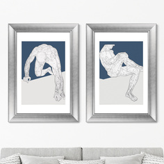 Набор из 2-х репродукций картин в раме off &amp; on the slope (картины в квартиру) серый 50x70 см.