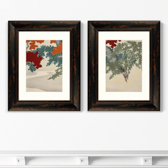 Набор из 2-х репродукций картин в раме maple from momoyogusa–flowers , 1910г. (картины в квартиру) бежевый 40x50 см.