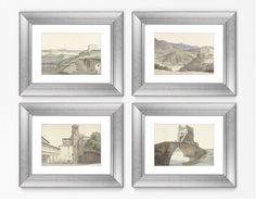 Набор из 4-х репродукций картин в раме the ponte salario, near rome , 1812г. (картины в квартиру) мультиколор 50x40 см.
