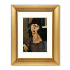 Картина jeanne hebuterne (au chapeau), 1917г. (картины в квартиру) золотой 40x50 см.