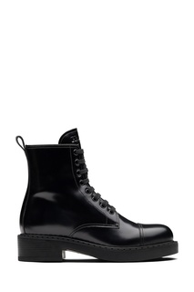 Черные лакированные ботинки Prada
