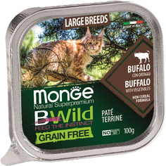 Корм для кошек Monge BWild Grain Free для крупных пород буйвол с овощами 100 г