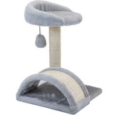 Когтеточка для кошек Foxie С лежанкой, игрушкой и сизалевой дугой 35x35x45 см серая