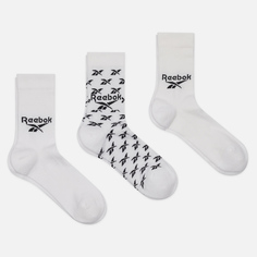 Комплект носков Reebok 3-Pack Classic Fold-Over Crew, цвет белый