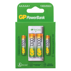 AA/AAA Аккумулятор + зарядное устройство GP PowerBank E211130, 4 шт. 1300мAч