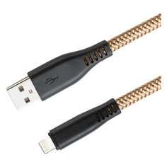 Кабель GAL 2637, Lightning (m) - USB (m), 1м, плоский, в оплетке, 2A, золотистый