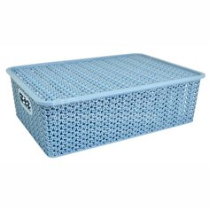 Коробка для хранения прямоугольная с крышкой, 7.5 л, Violet 532136 Вязь голубая, 35х24.5х10.5 см