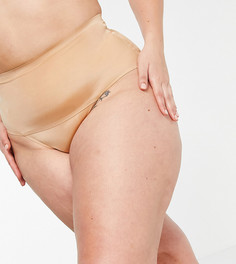 Бежевые стринги с моделирующим эффектом и завышенной талией ASOS DESIGN Curve-Розовый цвет