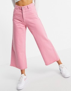 Свободные джинсы с широкими штанинами с необработанными краями из денима ярко-розового цвета (от комплекта) Neon Rose-Розовый цвет