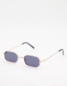 Маленькие солнцезащитные очки в металлической прямоугольной оправе золотистого цвета New Look-Золотистый