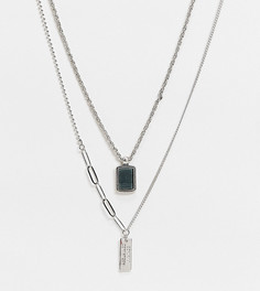 Серебристое ожерелье-цепочка в несколько рядов с подвеской и биркой Reclaimed Vintage Inspired-Серебристый