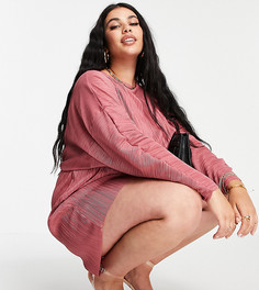 Розовый плиссированный ромпер ASOS DESIGN Curve-Розовый цвет
