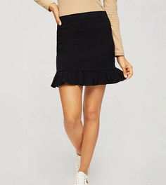 Черная мини-юбка с оборками Miss Selfridge Petite-Черный цвет