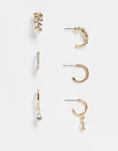 Набор из 3 пар серег-колец золотистого цвета Accessorize-Золотистый