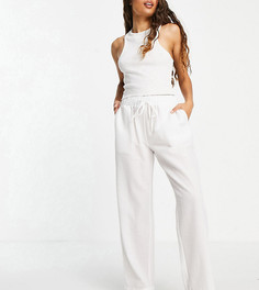 Пижамные брюки белого цвета из легкой жатой ткани Loungeable Petite – Выбирай и Комбинируй-Белый