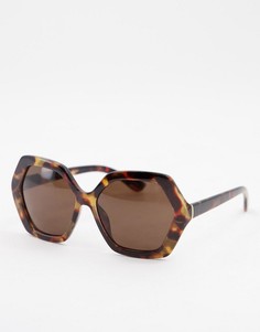 Солнцезащитные очки в шестиугольной оправе с черепаховым дизайном Accessorize Hope-Коричневый цвет