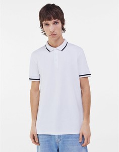 Белая футболка-поло Bershka-Белый