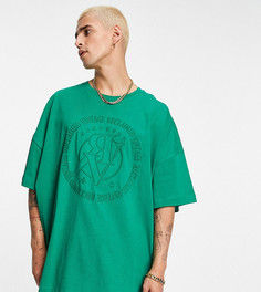Зеленая oversized-футболка из органического хлопка с логотипом спереди Reclaimed Vintage Inspired-Зеленый цвет