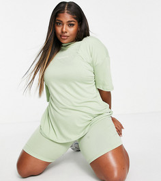 Шалфейно-зеленый комплект из футболки и шорт-леггинсов Missguided Plus-Зеленый цвет
