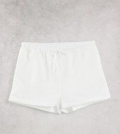Пижамные шорты белого цвета из легкой жатой ткани Loungeable Plus – Выбирай и Комбинируй-Белый